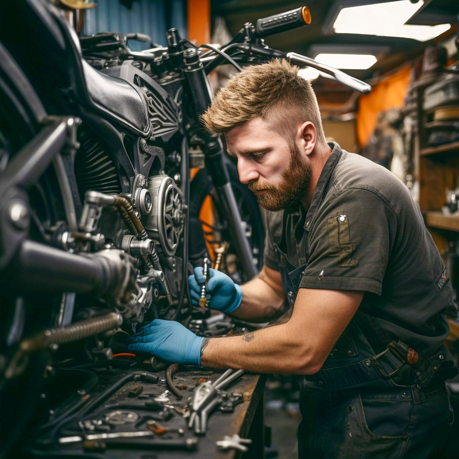 side view man repairing motorcycle 1 scaled